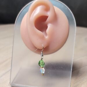 Chic Green and Gold Drop Earrings